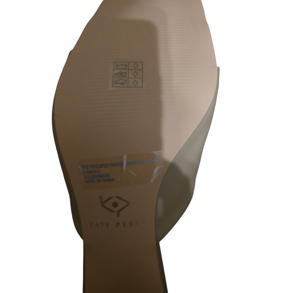 Katy Perry Tooliped Twisted Sandal 9.5 Nude Block Heel Square Toe NIB Minimalist - Picture 4 of 5